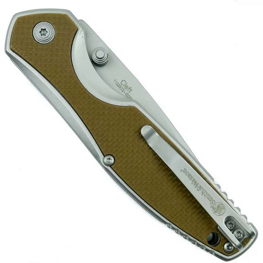 Spring Assisted * | Smith & Wesson Cleft Assist Knife, Satin Clip Point Blade