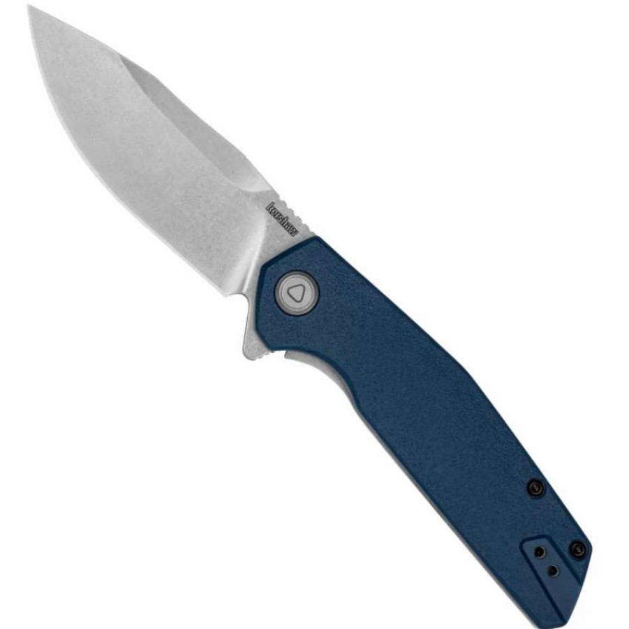 Spring Assisted * | Kershaw Blue Lucid Spring Assist Knife, Stonewash Blade