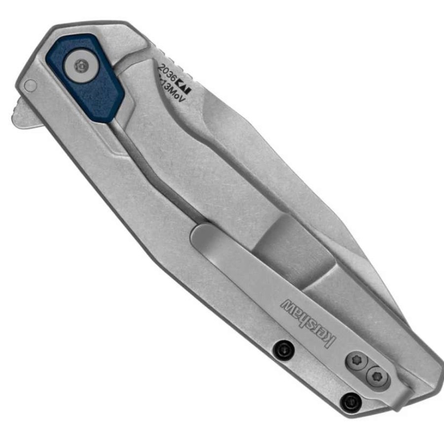 Spring Assisted * | Kershaw Blue Lucid Spring Assist Knife, Stonewash Blade