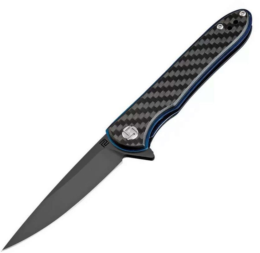 Pocket Knives * | Atz1707Psbcf Artisan Small Shark Linerlock Pocket Knife D2 Carbon Fiber