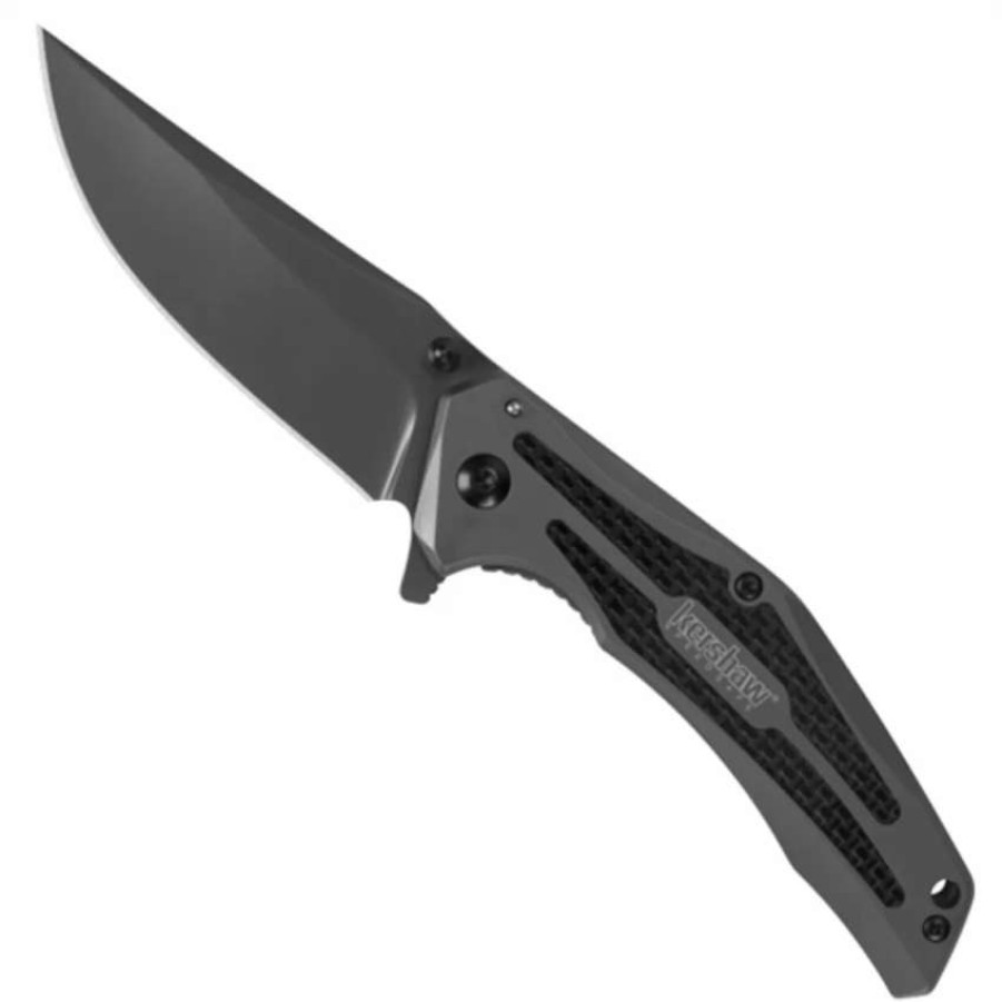 Spring Assisted * | Kershaw 8300 Dark Grey Duojet Stainless Steel/Carbon Fiber Spring Assist Knife, Dark Grey Blade