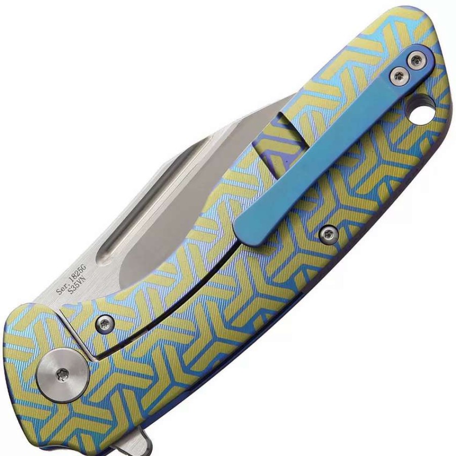 Pocket Knives * | Atz1825Gbu02 Artisan Wren Framelock Pocket Knife Blue/Gold