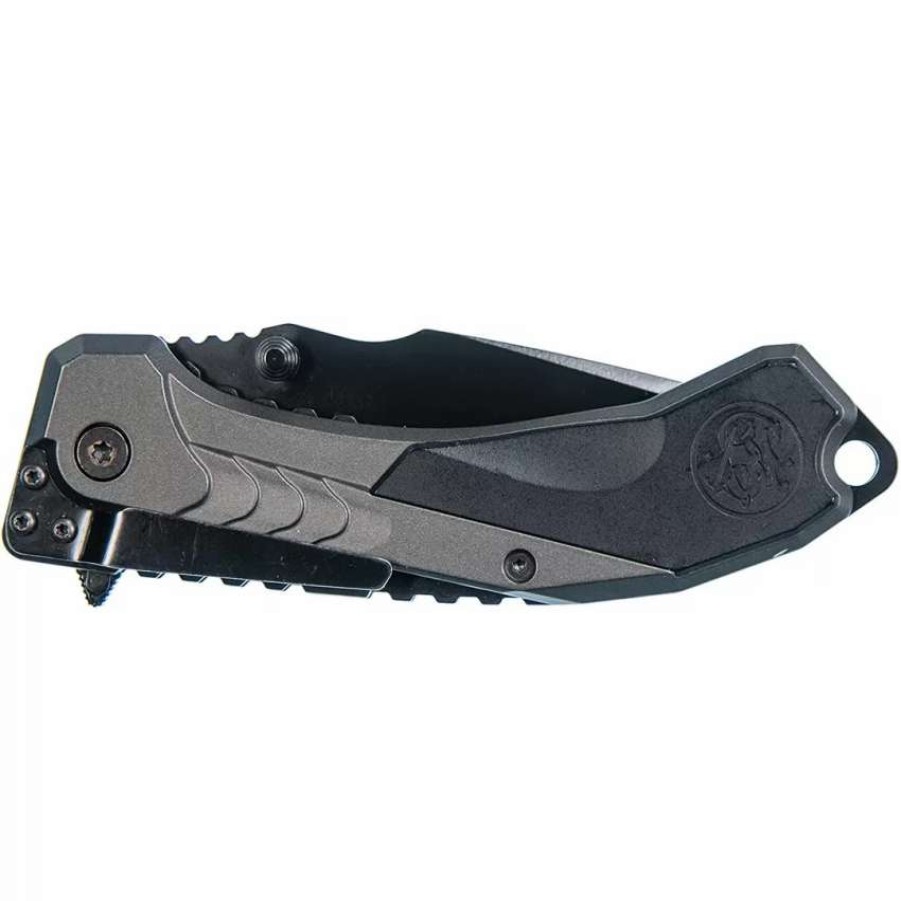 Spring Assisted * | Smith & Wesson M&P Dark Grey/Black M2.0 Spring Assist Knife, Black Blade