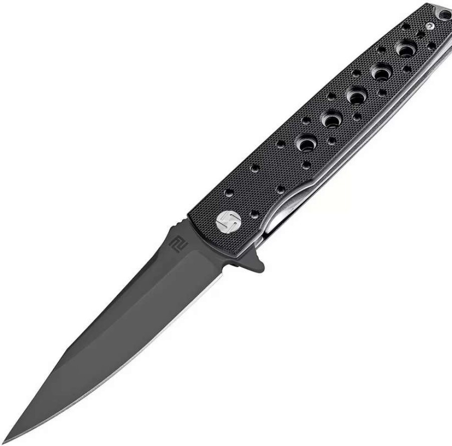 Pocket Knives * | Atz1807Pbbkf Artisan Virginia Linerlock Pocket Knife D2 Black