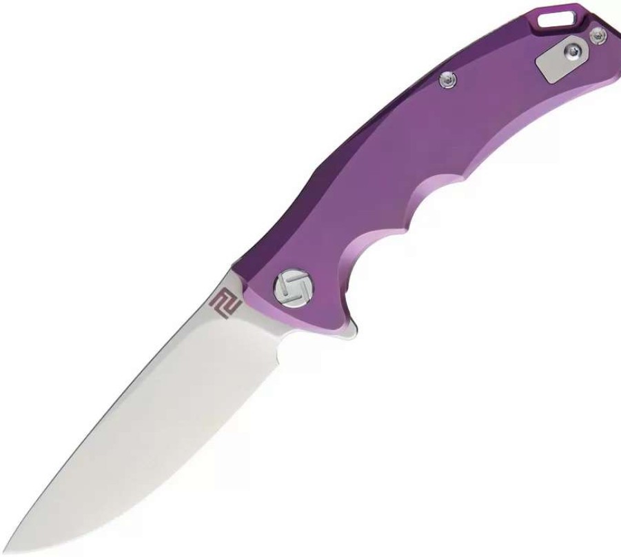 Pocket Knives * | Atz1702Gsre Artisan Small Tradition Framelock Pocket Knife Purple