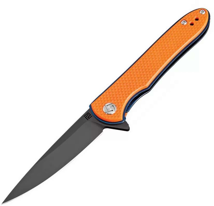 Pocket Knives * | Atz1707Psboef Artisan Small Shark Linerlock Pocket Knife D2 Orange