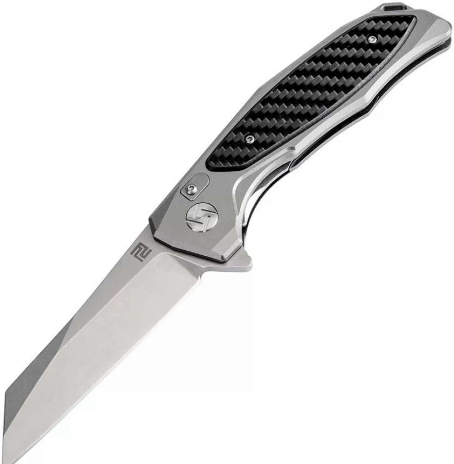 Pocket Knives * | Atz1809Pgcf Artisan Falcon Linerlock Pocket Knife Gray Cf D2