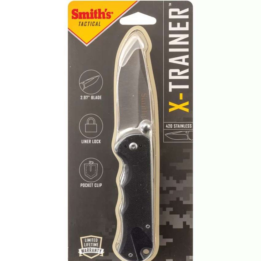 Pocket Knives * | Ac50988 Smith'S X-Trainer Linerlock Pocket Knife Black