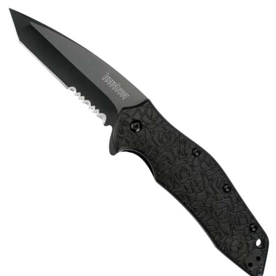 Spring Assisted * | Kershaw Kuro Spring Assist Knife, Black Combo Blade, 1835Tblkst