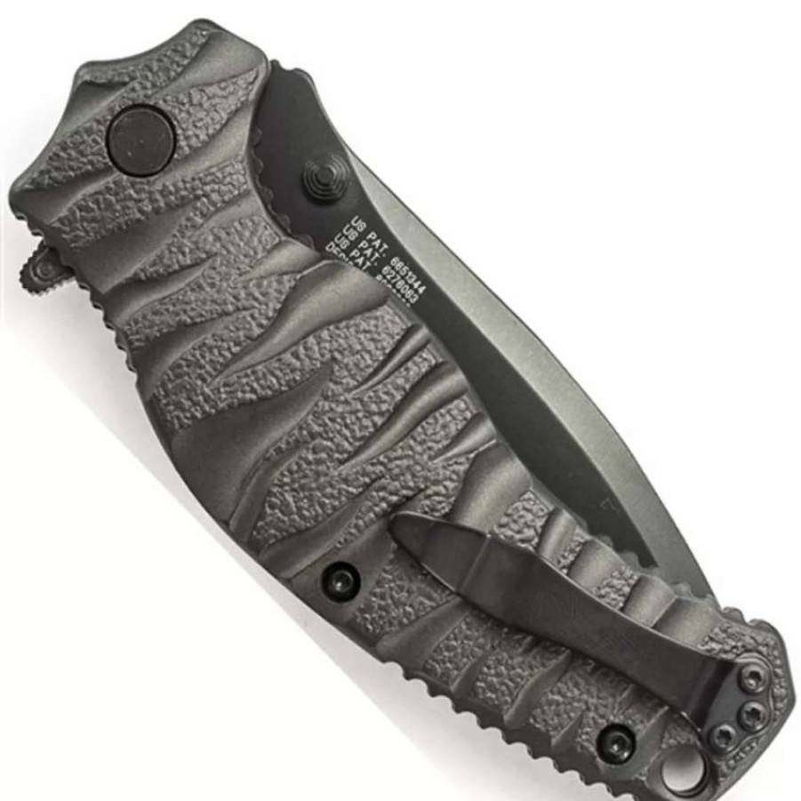 Spring Assisted * | Smith & Wesson Black Ops Spring Assist Knife, Black Combo Blade, Swblop4Bs