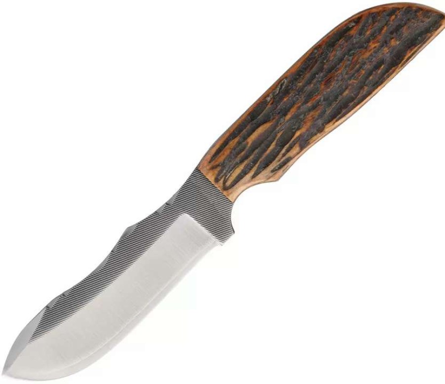 Hunting Knives * | Azmc4Ajb Anza Fixed Blade Knife Amber Bone