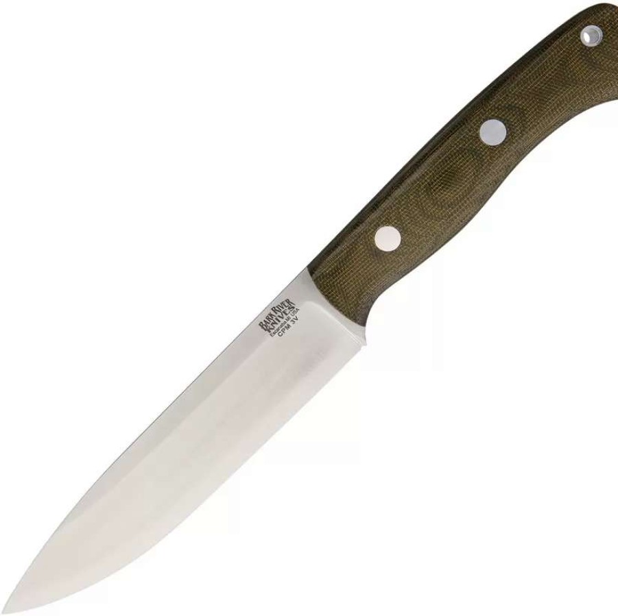 Hunting Knives * | Ba06225Mgc Bark River Aurora Ii Knife Green Canvas Micarta