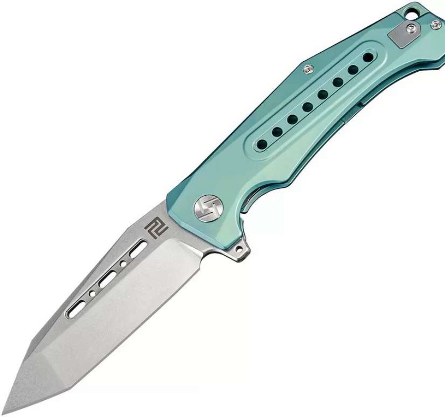 Pocket Knives * | Atz1705Ggns Artisan Jungle Framelock Pocket Knife Green S35Vn