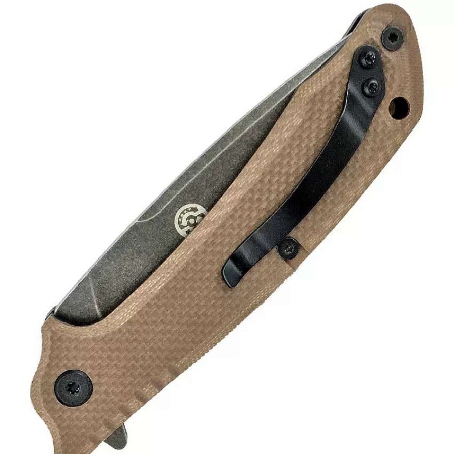 Pocket Knives * | Ab026T Abkt Tac Predator Linerlock Pocket Knife Tan