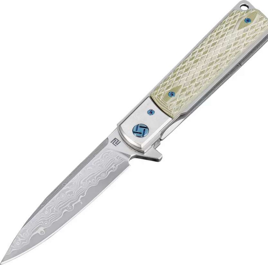 Pocket Knives * | Atz1802Gdgn Artisan Classic Linerlock Pocket Knife Damascus