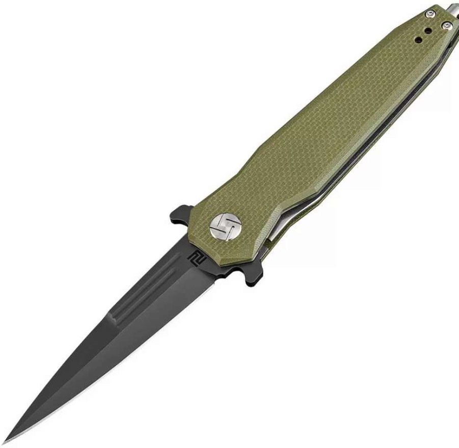 Pocket Knives * | Atz1810Pbgnf Artisan Hornet Linerlock Pocket Knife D2 Green