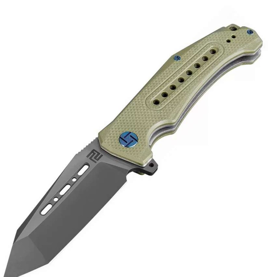 Pocket Knives * | Atz1705Pbbgn Artisan Jungle Linerlock Pocket Knife D2 Green