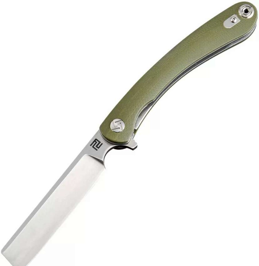 Pocket Knives * | Atz1817Psgnc Artisan Orthodox Linerlock Pocket Knife Green D2