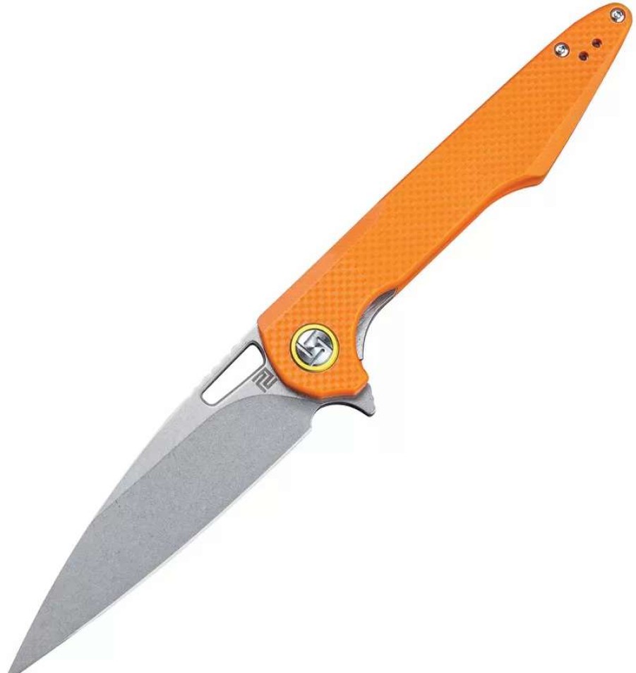 Pocket Knives * | Atz1821Psoef Artisan Small Archaeo Linerlock Pocket Knife Orange