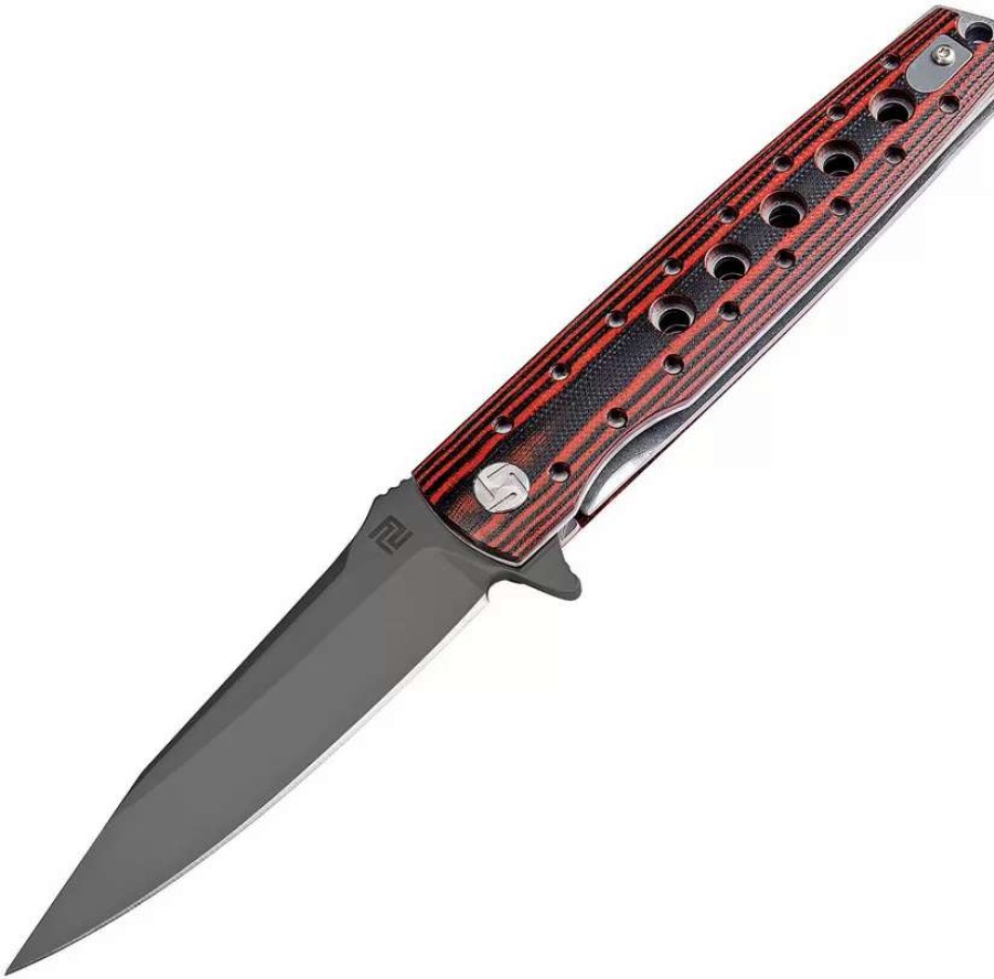 Pocket Knives * | Atz1807Pbbr Artisan Virginia Linerlock Pocket Knife D2 Black/Red