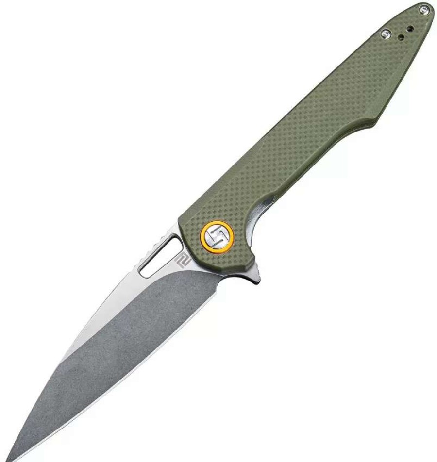 Pocket Knives * | Atz1821Psgnf Artisan Small Archaeo Linerlock Pocket Knife Green