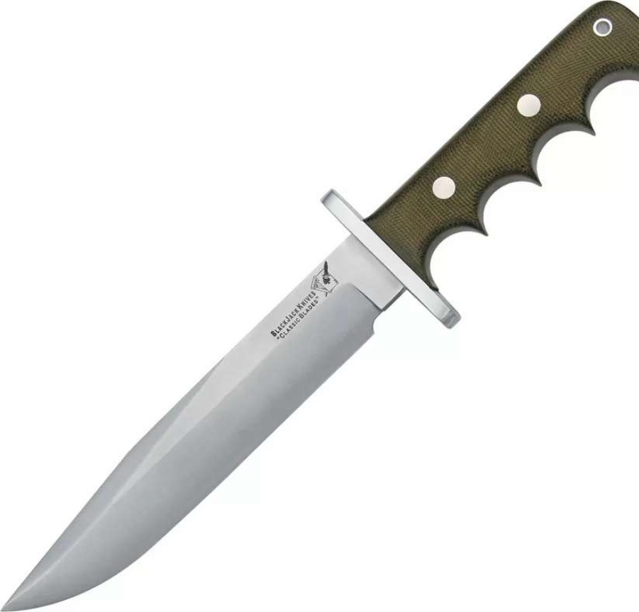 Hunting Knives * | Bcb14Gm Blackjack Halo Attack Model 14 Knife Green Canvas Micarta