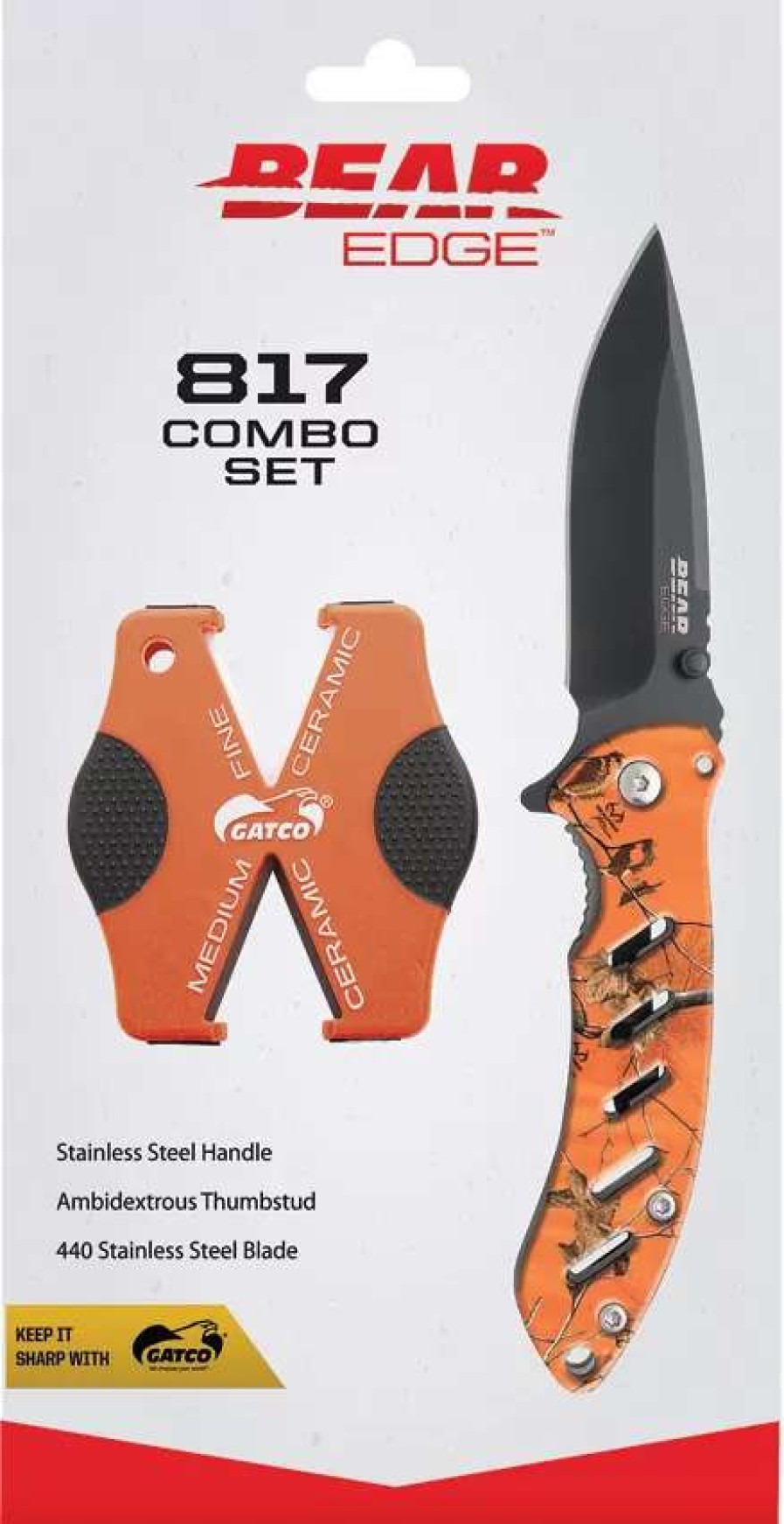 Pocket Knives * | Bc71817 Bear & Son Bear Edge 817 Combo Linerlock Pocket Knife Set Orange Camo