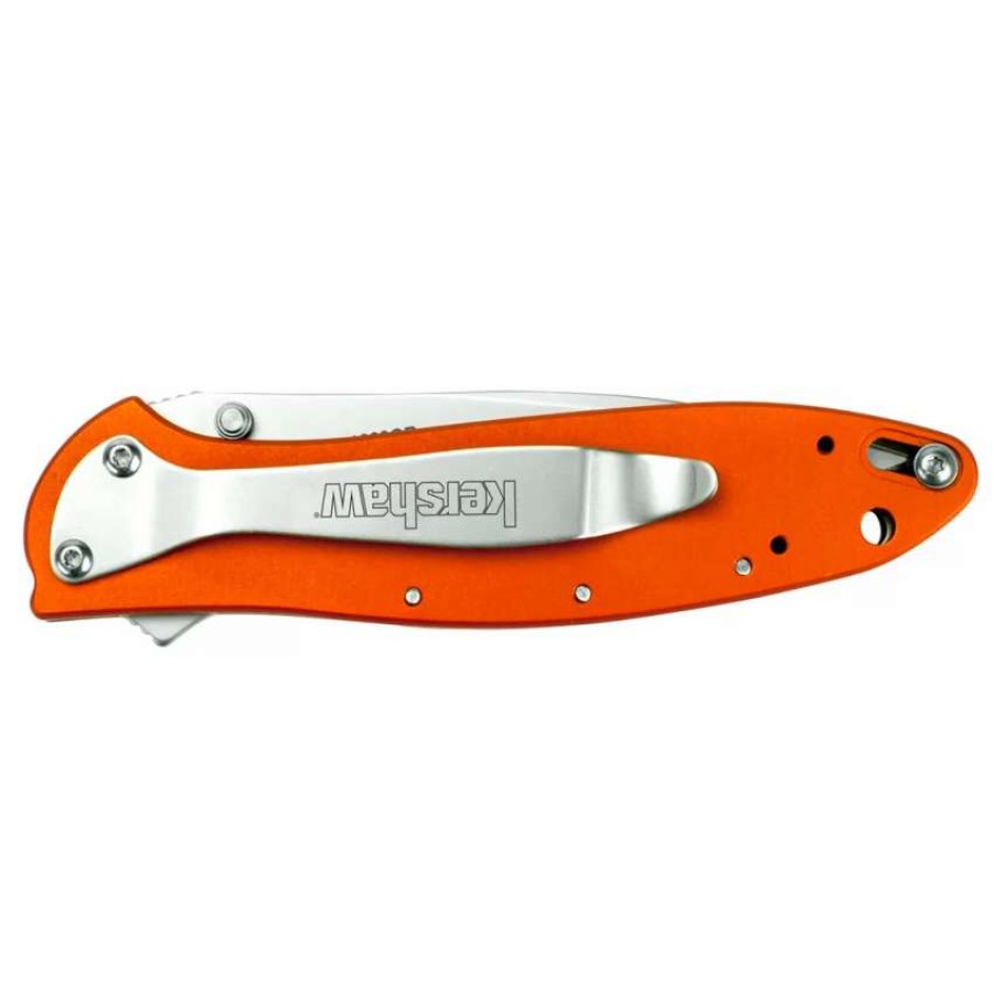 Spring Assisted * | Kershaw Orange Leek Spring Assist Knife, Plain Blade, 1660Or