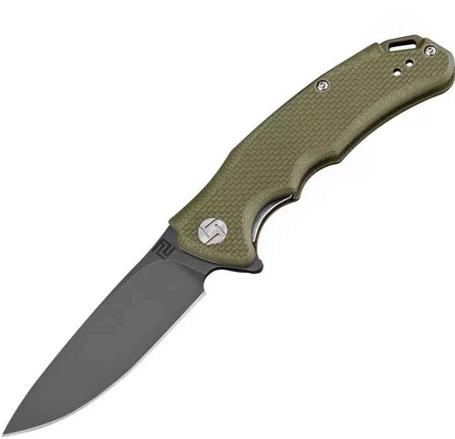 Pocket Knives * | Atz1702Psbgn Artisan Small Tradition Linerlock Pocket Knife Green