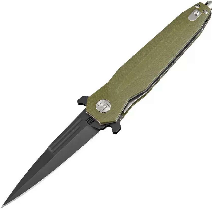 Pocket Knives * | Atz1810Pbgnc Artisan Hornet Linerlock Pocket Knife D2 Green