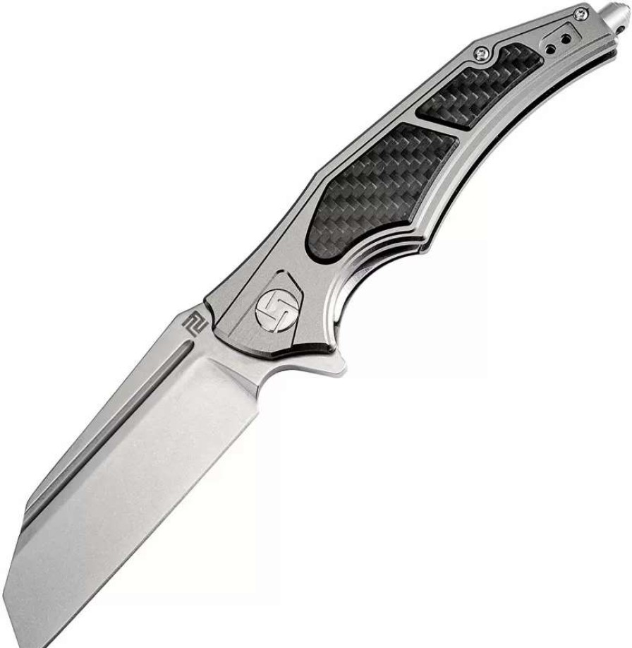 Pocket Knives * | Atz1813Pgcf Artisan Apache Linerlock Pocket Knife Gray Carbon Fiber D2