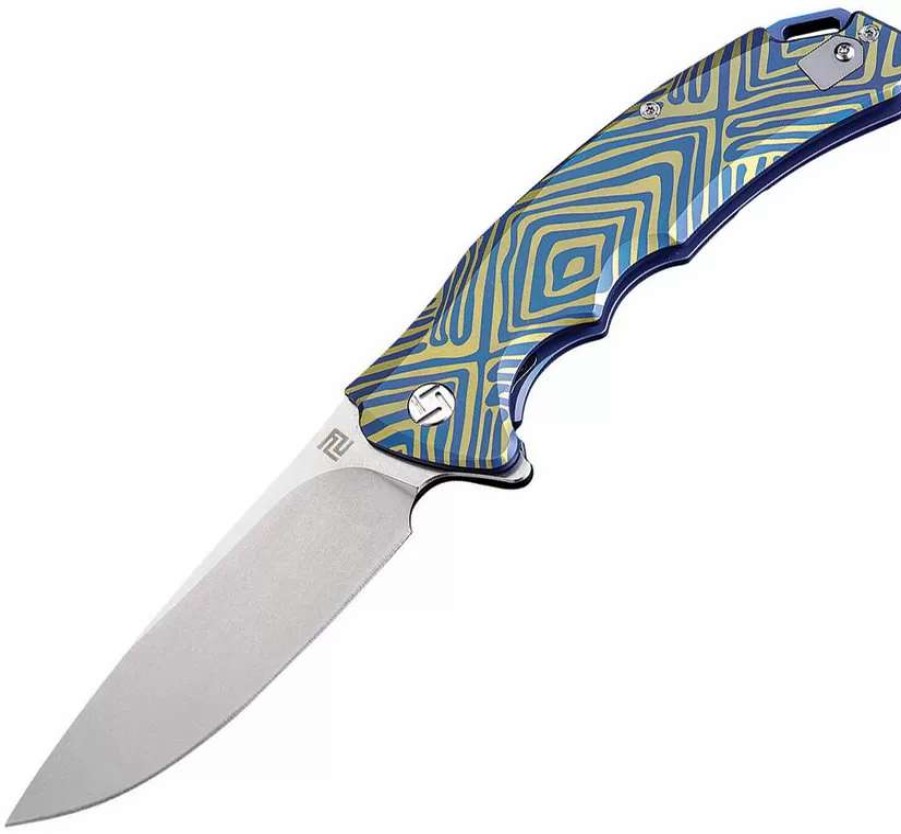 Pocket Knives * | Atz1702Gbu03 Artisan Tradition Linerlock Pocket Knife Blue/Gold