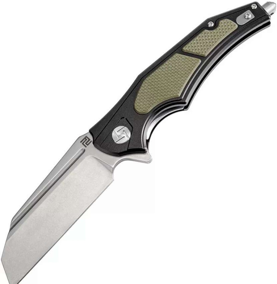 Pocket Knives * | Atz1813Pbgn Artisan Apache Linerlock Pocket Knife Green D2