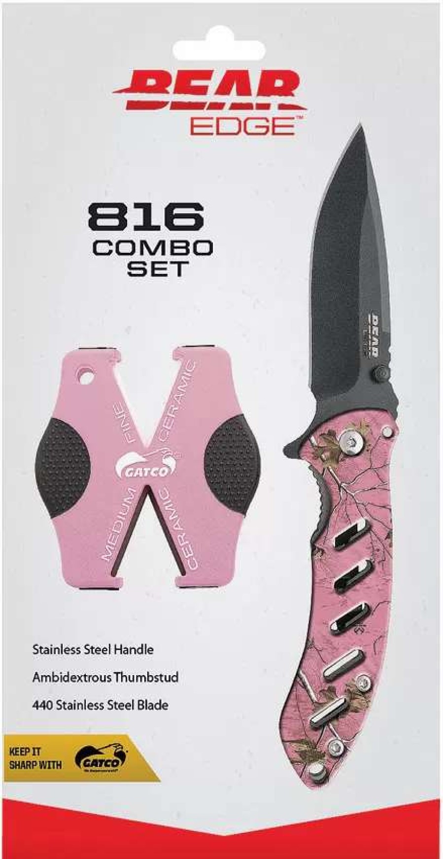 Pocket Knives * | Bc71816 Bear & Son Bear Edge 816 Combo Linerlock Pocket Knife Set Pink Camo