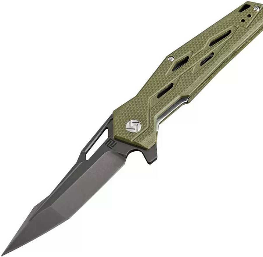 Pocket Knives * | Atz1812Pbgn Artisan Interceptor Linerlock Pocket Knife Green D2