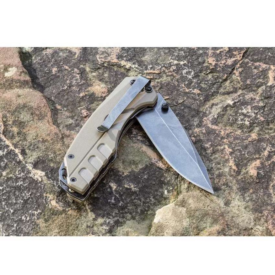 Pocket Knives * | Ac50995 Smith'S Battle Plan Linerlock Pocket Knife Tan