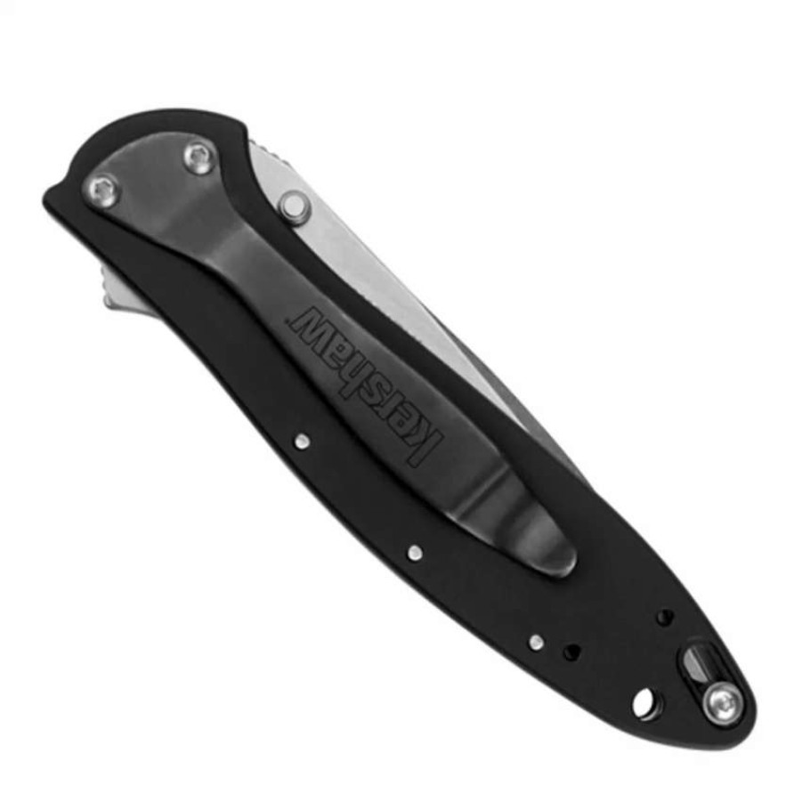 Spring Assisted * | Kershaw Stonewash Leek Spring Assist Knife, Plain Blade, 1660Swblk