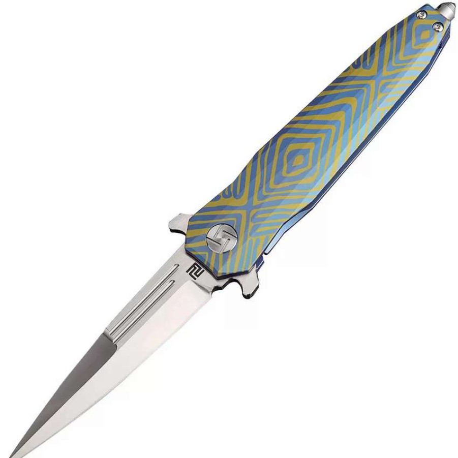 Pocket Knives * | Atz1810Gbu03 Artisan Hornet Framelock Pocket Knife Blue S35Vn