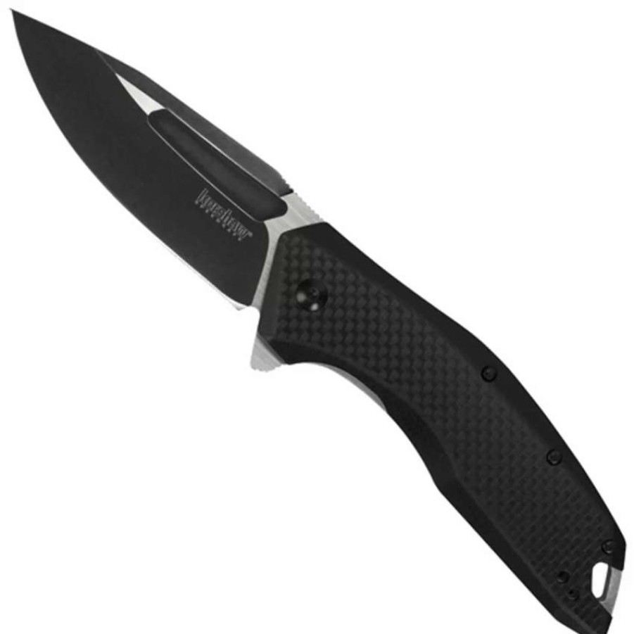 Spring Assisted * | Kershaw 3935 Flourish G-10/Carbon Fiber Spring Assist Knife, Blackwash Blade