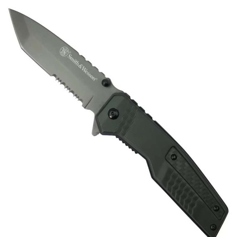 Spring Assisted * | Smith & Wesson Spec Ops Carbon Spring Assist Folding Knife, Gray Tanto Blade