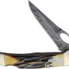 Pocket Knives * | Bc5149Ld Bear & Son Damascus Lockback Pocket Knife India Stag Bone