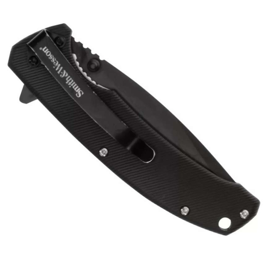 Spring Assisted * | Smith & Wesson Velocite Flipper Assist Knife, Black Blade