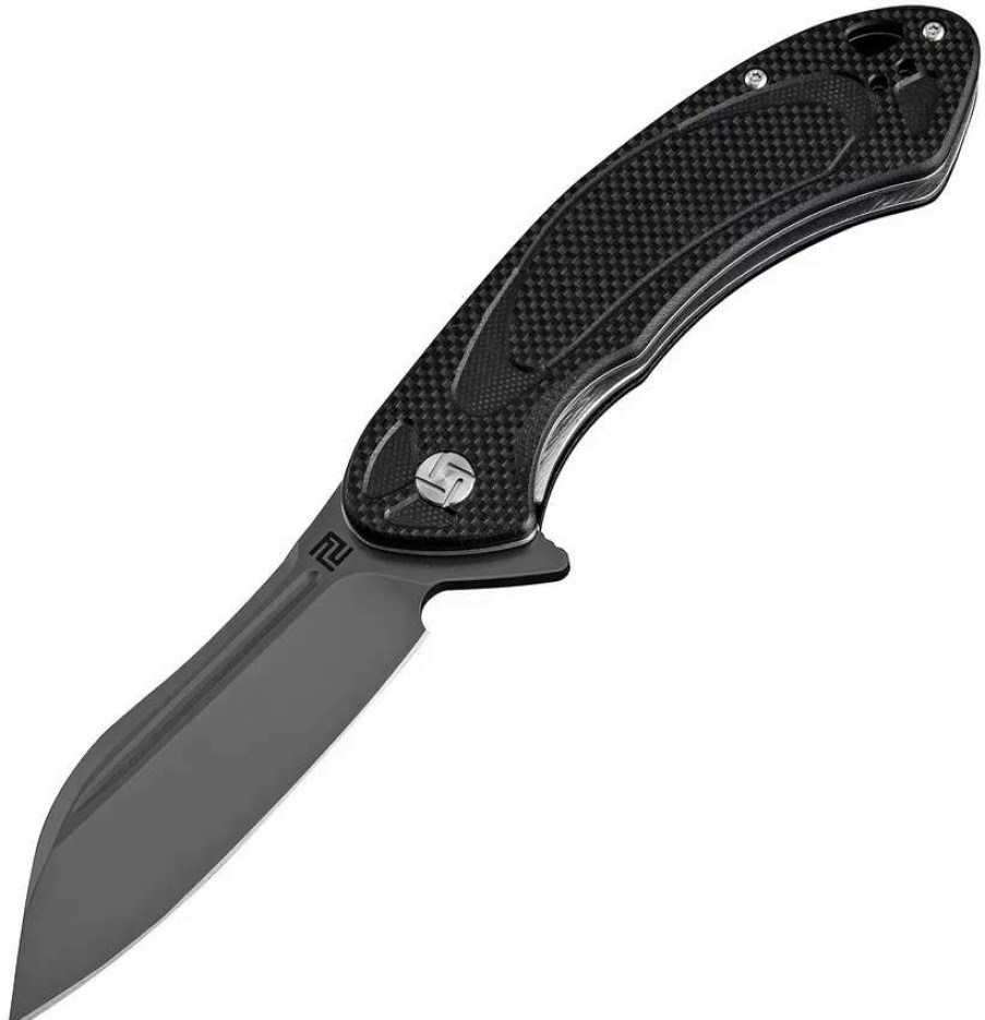 Pocket Knives * | Atz1818Pbbkf Artisan Eterno Linerlock Pocket Knife Black D2