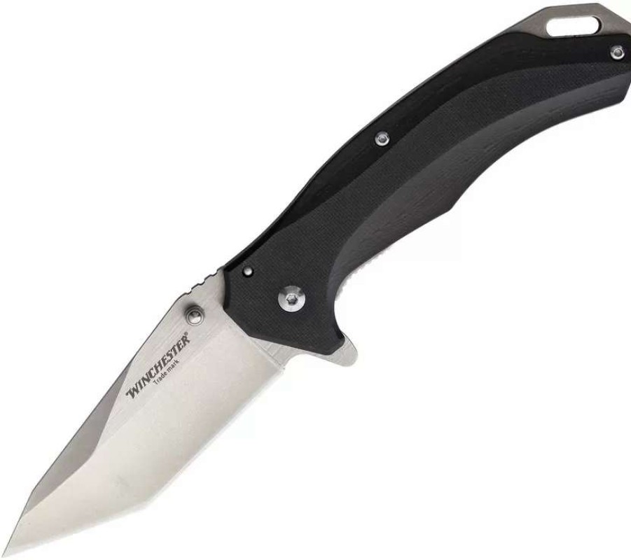 Pocket Knives * | Wn14098 Winchester Framelock Pocket Knife Black G10