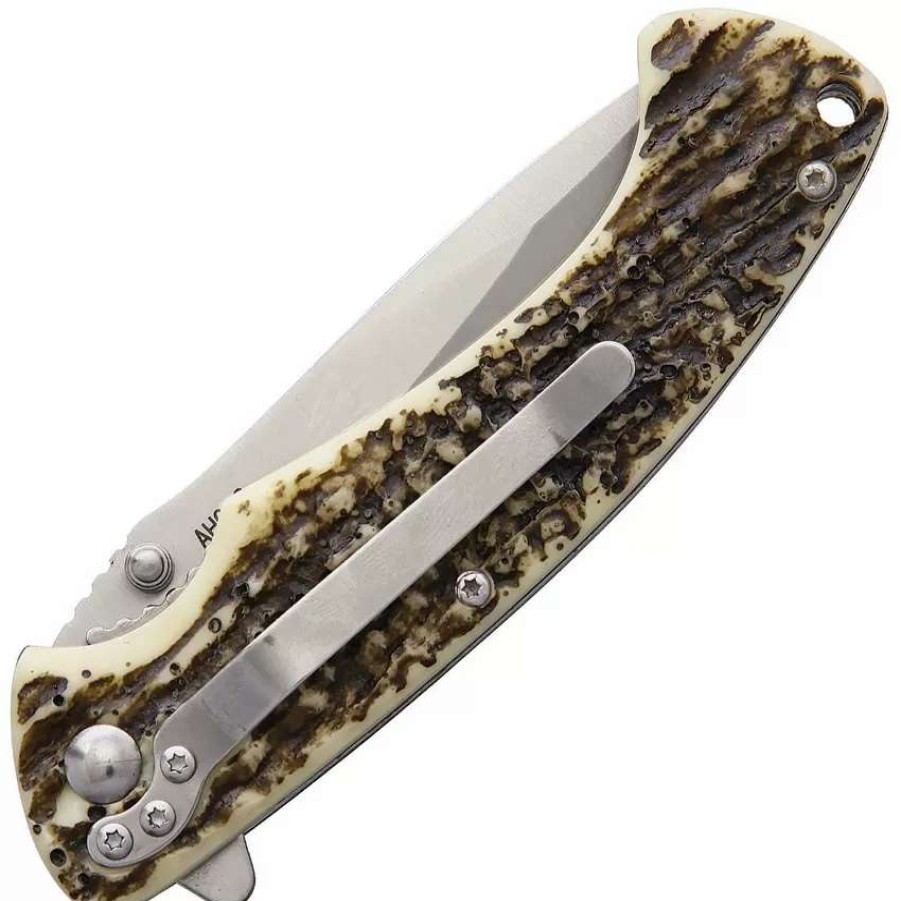 Pocket Knives * | Ah016 American Hunter Linerlock Pocket Knife A/O Imitation Stag