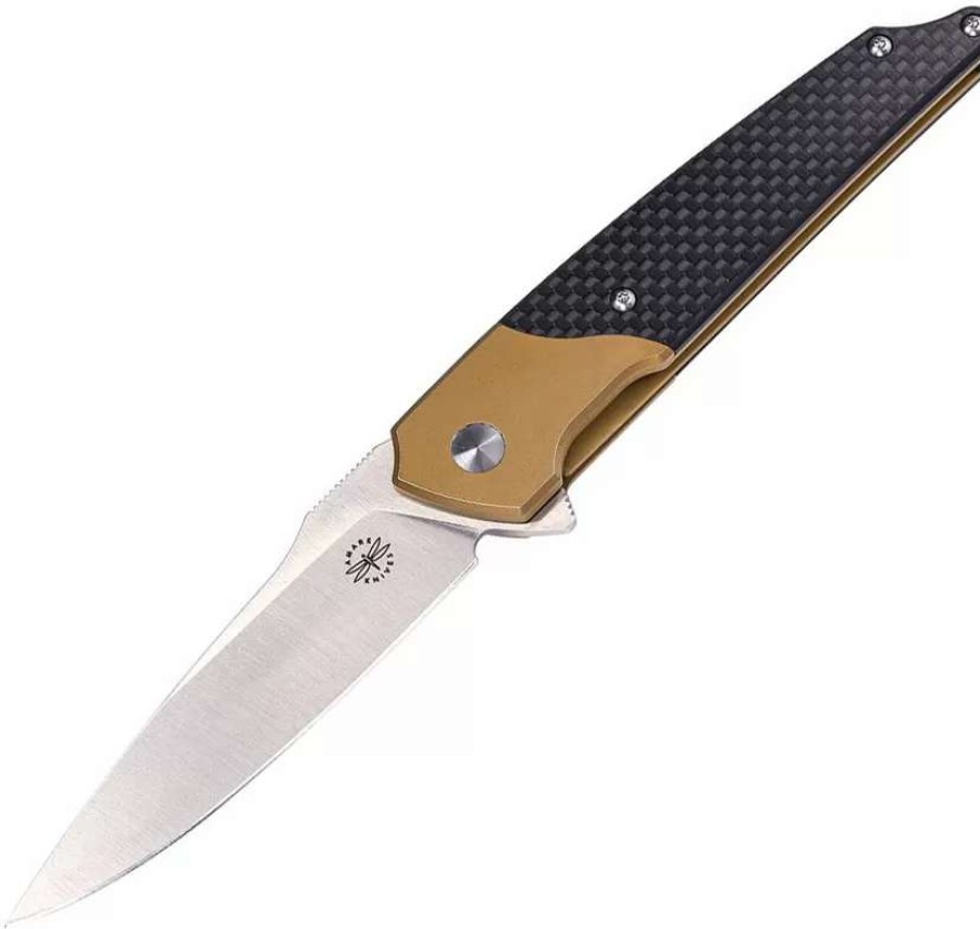 Pocket Knives * | Amr201802 Amare Pocket Peak Linerlock Pocket Knife Gold